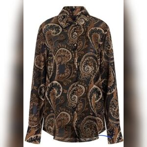 Guess Black and Brown Paisley Button-Up Shirt